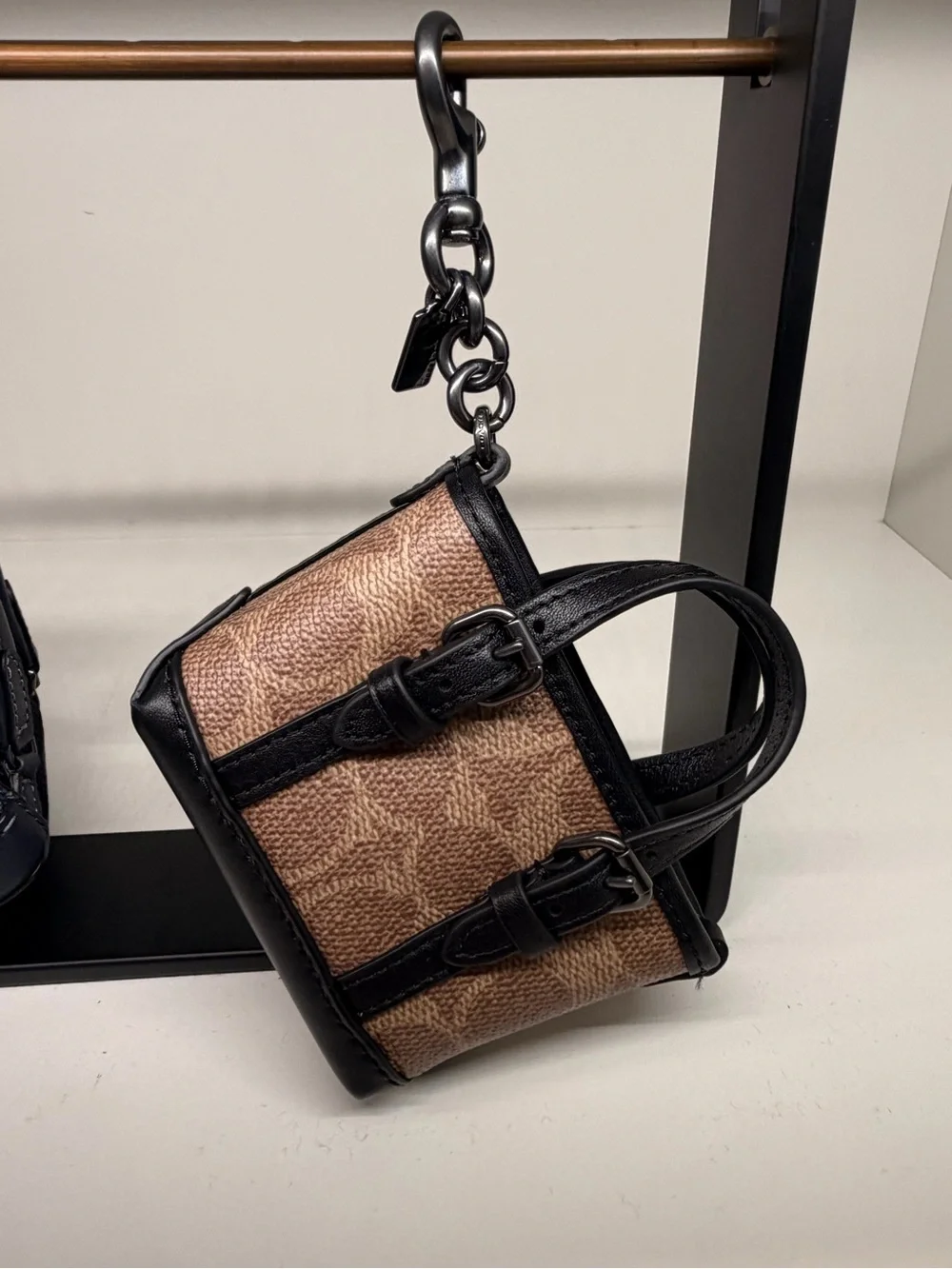 Coach Black Signature Small Key chain/bag charm new